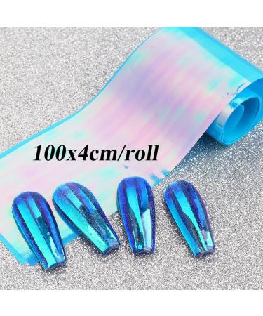 8 Colors Hot Summer Wraps Design Aurora Film Holographic Nail Stickers Ice Cube Glass Paper Nail Foil Sparkly(K02) - Buy Online on GoSupps.com