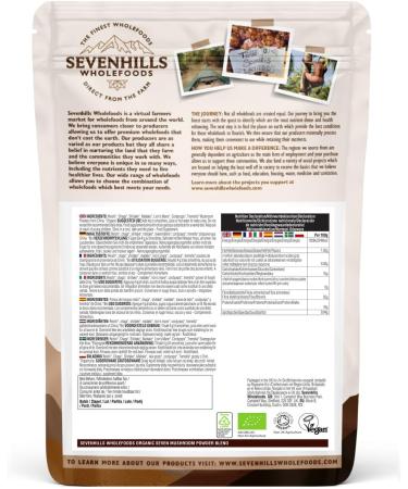 Sevenhills Wholefoods Organic 7 Mushroom Blend Powder 500g with Reishi Chaga Shiitake Maitake Lion's Mane Cordyceps & Tremella 500 g (Pack of 1) - Buy Online on GoSupps.com