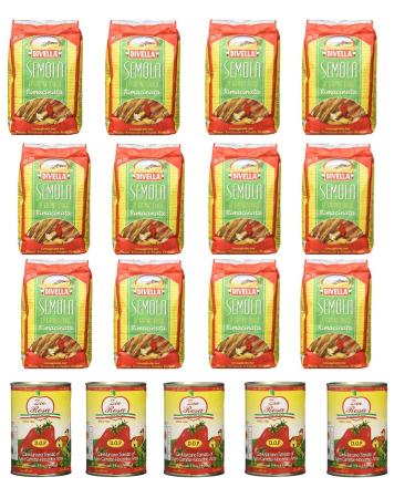 Divella Remilled Durum Wheat Semolina 1 kg + 5 sachets of tomatoes Zia Rosa DOP San Marzano Tomato 400 g