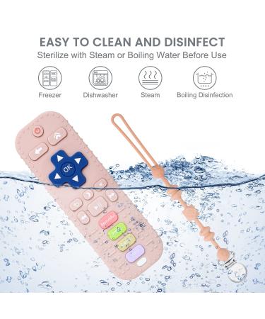 TV Remote Control Shape Silicone Teething Toy for Babies 0-24 Months - Baby Chew Toys & Pacifier Clip, Boys Girls Teether (Pink) - Buy Online on GoSupps.com