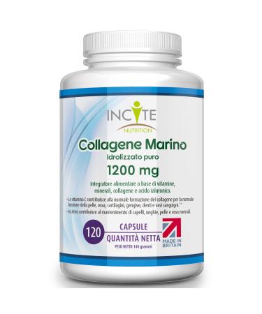 Marine Collagen 1200mg | 120 High Strength Collagen Capsules Hyaluronic Acid Supplements for Women & Men Pure Superior Type 1 Hydrolysed Enhanced with Vitamins C E B12 Copper Zinc and Iodine.