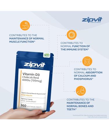 High Strength Vitamin D3 4000iu 360 Tablets | Bone & Muscle Health Support | 1 Year Supply | Vegetarian Approved & Eco-Friendly - Buy Online on GoSupps.com