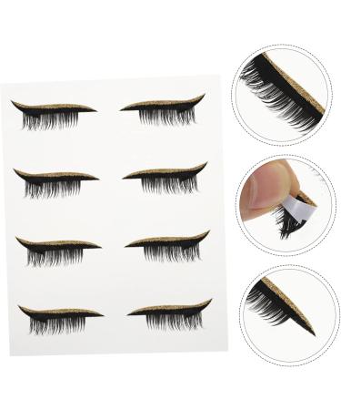 POPETPOP 4 pairs Girls Shiny Reusable Line Decal Adhesive Lash Glitter Liners with Eye for Decals Women 4x1.5cm Gloden - Buy Online on GoSupps.com