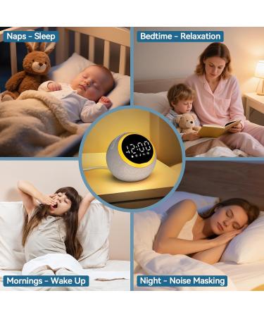 Rohent Sound Machine Alarm Clock for Sleep Digital Alarm Clocks for Bedrooms, 25 Soothing Sounds - Gray - Buy Online on GoSupps.com