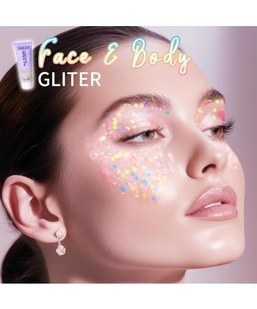 Prreal Body Glitter Gel 50ml | Holographic Face & Body Glitter for Makeup Hair & Nails | Chunky Shimmer Liquid Eyeshadow for Festivals - Buy Online on GoSupps.com