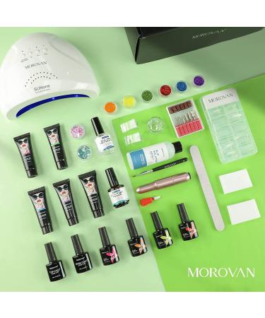 Morovan Poly Gel Nail Kit with Nail Drill, LED Lamp, Gel Nail Polish, Primer - Complete Nail Extension Set for Beginners - Glow in the Dark Poly Nail Gel Kit - Buy Online on GoSupps.com
