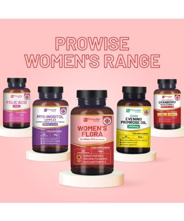 Women s Flora 60 Capsules | Intimate Flora for Women | 20 Billion CFU Added with 15000mg Cranberry, Vitamin C, Fenugreek, Chlorella & Inulin | Bio Cultures for Women's Intimate by Prowise - Buy Online on GoSupps.com