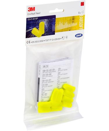 Earplugs 3 m Ear Soft Yellow Neon 5 pairs