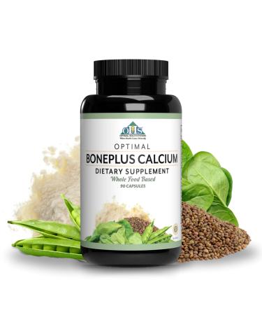 Optimal Health Systems BonePlus Calcium | Highly Absorbable Chelated Calcium + Ipriflavone Probiotics Plant Enzymes | Bone Strength Supplement | 90 Capsules