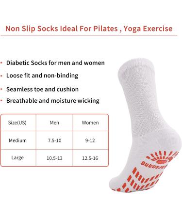 Aaronano Diabetic Non-Slip Bamboo Crew Socks 5 Pairs Large White - Buy Online on GoSupps.com