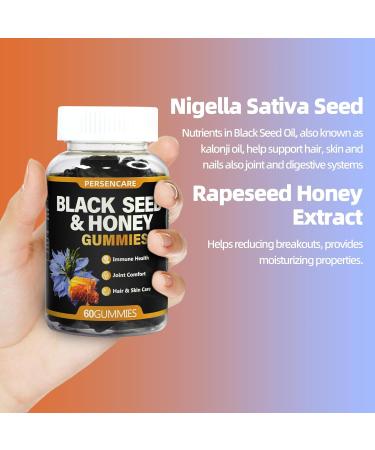 VAEYAE 60 Count Black Seed Oil & Honey Gummies, Natural Nigella Sativa Seeds and Mushroom Extract - antioxidant for Immune Support, Joints, Digestion, Hair & Skin Care Gummy - Buy Online on GoSupps.com