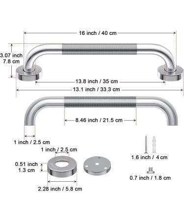 16 Inch Anti-Slip Shower Grab Bar  iMomwee Chrome Stainless Steel Bathroom Grab Bar Handle with Textured Grip  Shower Balance Bar  Safety Hand Rail Support  Handicap Elderly Senior Assist Bath Handle 16 inch chrome with teâ¦ - Buy Online on GoSupps.com