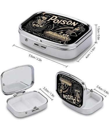 Travel-Friendly 2 Compartment Metal Pill Organizer - Cute Compact Pill Case for Vitamins & Supplements | Perfect for Purse & Pocket - Buy Online on GoSupps.com