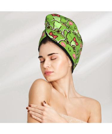 Hair Towel Wrap - Quick Drying Towel Turban for All Hair Types | Cute Green Frog Design - Buy Online on GoSupps.com
