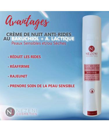 Nezeni BAKUCHIOL 3% Anti-Wrinkle Night Cream for Women/Men 26 Active Ingredients | Deep Wrinkle Filler | Firming Anti-Wrinkle Night Cream for Face Neck and D collet | Dry and/or Sensitive Skin - Buy Online on GoSupps.com