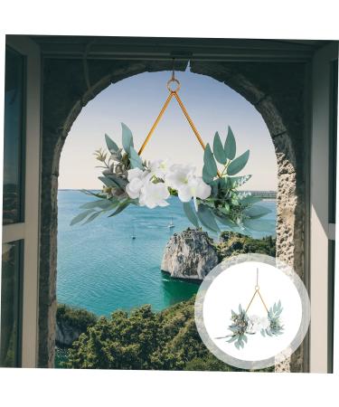 COOLHIYA Greenery Garland Wrought Iron gate Hanging Wreath Flowers Decoration Artificial Flower Garland Nordic Decor Door White 20x20cm - Buy Online on GoSupps.com