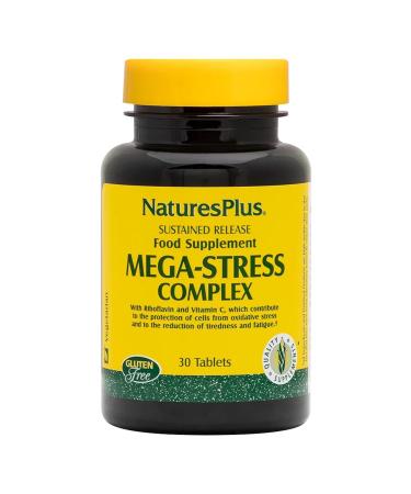 NaturesPlus Mega Complex Sustained Release - 30 Vegetarian Tablets - B Complex Vitamin C Supplement Chamomile & Herbs - Gluten-Free - 30 Servings