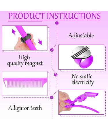 7-Piece Hair Braiding Tools Set with Magnetic Pin Wristband and Stainless Steel Combs - Purple - Buy Online on GoSupps.com