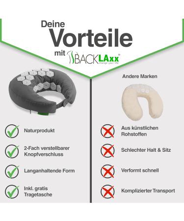 Backlaxx Acupressure Neck Horns - Flip Function & Buckwheat Filling | Headache Relief Pillow in Slate Gray | Ideal for Travel & Neck Tension - Buy Online on GoSupps.com