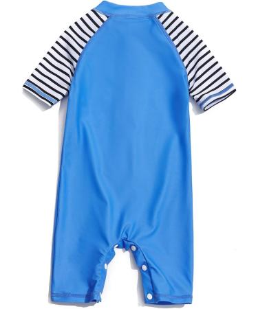 BONVERANO Baby Boys Swimsuit | Toddler Bathing Suit UPF 50+ Sun Protection | Short-Sleeve Zipper One Piece Swimwear | 2-3 Years Blue Pocket - Buy Online on GoSupps.com