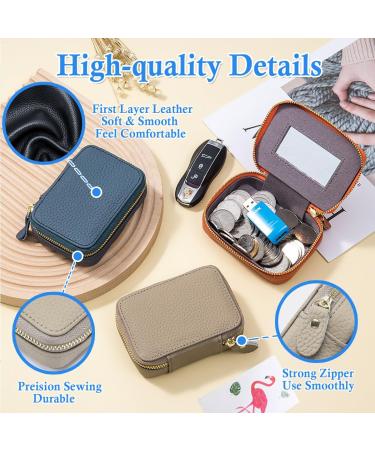 Stylish Grey Lipstick Case with Mirror - Leather Mini Travel Cosmetic Bag for Women & Girls - Buy Online on GoSupps.com