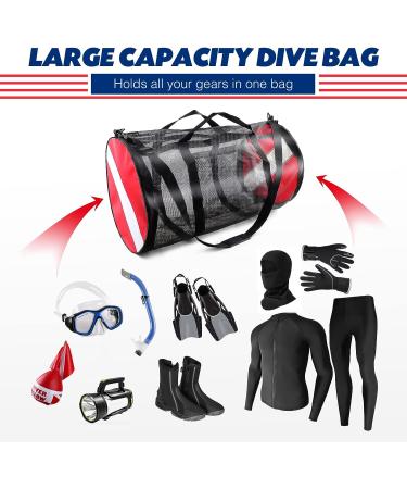 OVOVFANY Mesh Dive Bag - Heavy-Duty Oversized Dive Flag Duffel Bag for Water Sports & Beach - Shoulder Straps, Pocket Storage - Ideal for Diving, Spearfishing, Swimming, Gym - Buy Online on GoSupps.com