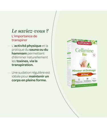 SUPERDIET CELLIMINE ORGANIC Slimming and Drainage Herbal Medicine Made in France 20 ampoules of 15 ml - Buy Online on GoSupps.com