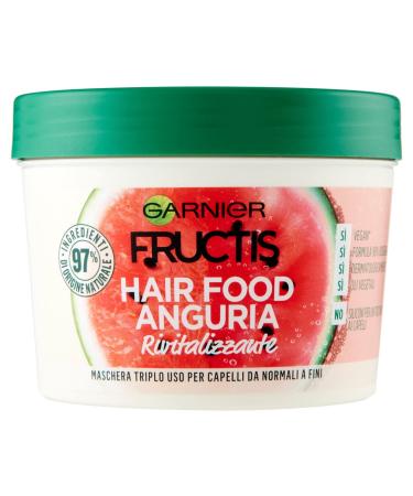 Garnier Fructis Hair Food Anguria Rivitalizzante Maschera 3-in-1 via Capelli Fini Balsamo Maschera E Trattamento Senza Risciacquo 97% di Ingredienti di Origine Natural Senza Siliconi