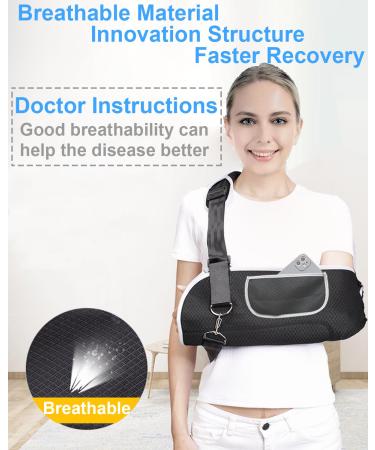 Arm Sling Shoulder Immobilizer - Medical Rotator Cuff Support Brace for Injury Relief | Fits Left & Right Arm | Adjustable Size for Men & Women - Buy Online on GoSupps.com