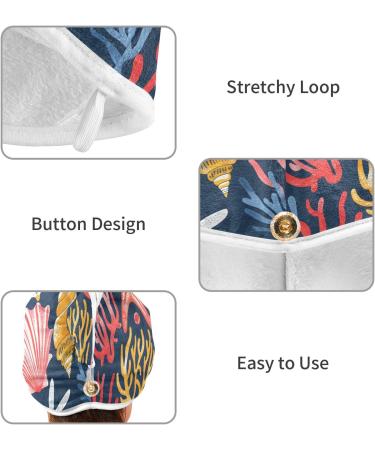 Beautiful Seashells & Corals Hair Towel 2 Pack - Super Absorbent Quick Dry Turbans for Women & Girls - Buy Online on GoSupps.com