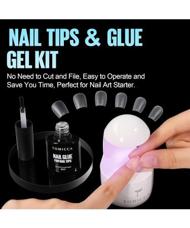 Tomicca Ultra Short Gel Nail Tips - 150 Pcs Soft Full Cover Coffin Nail Tips Set with Glue | Professional Salon Quality - 15 Sizes - Buy Online on GoSupps.com