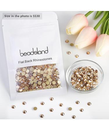 Beadsland 288 Pcs Flat Back Rhinestones - Golden Champagne Nail Crystals (SS30 6.4-6.6mm) for DIY Nail Art - Buy Online on GoSupps.com