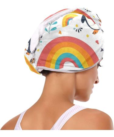 Rainbow Lovely Penguins Hair Towel 2 Pack - Super Absorbent Quick Dry Hair Turbans for Women & Girls - Buy Online on GoSupps.com