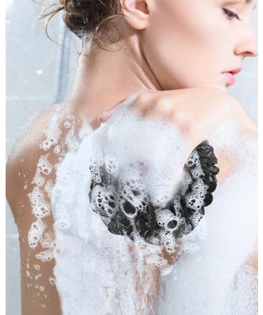 Aquior 4-Pack Black Shower Sponge Puffs - Large Mesh Loofahs for Ultimate Foaming Body Scrub - Buy Online on GoSupps.com