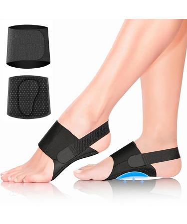 Adjustable Arch Support Braces for Plantar Fasciitis Relief - Compression Arch with Gel Inserts for Flat Feet High Arches and Pain Relief(Black)