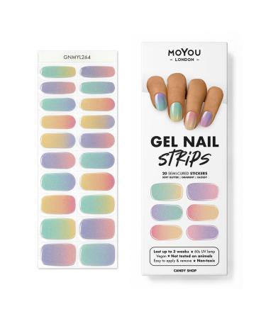 MOYOU LONDON Semi Cured Gel Nail Strips 20 Pc. Gel Wraps for Nails Get 1 Free UV Lamp when you Get 3 or More Easy Apply & Remove for Salon-Quality Manicure -Candy Shop - Buy Online on GoSupps.com