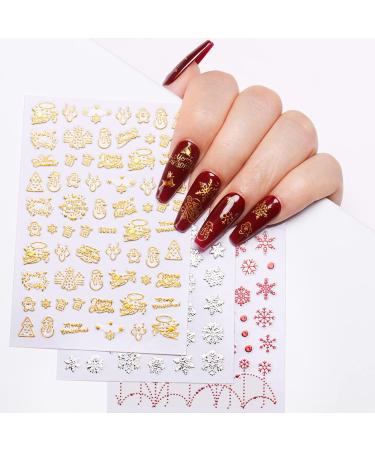 AIMEILI Christmas Nail Art Stickers Decals 3D Self-adhesive Snowflake Elk Pattern for Women Girls Manicure DIY and as Kids Craft Art 001 - Buy Online on GoSupps.com