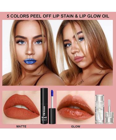 5 Colors Lip Stain Set with Long Lasting Peel Off Formula and Lip Oil - Transferproof Matte Finish Lip Makeup Kit for Women - 0.67 oz Set A - Buy Online on GoSupps.com
