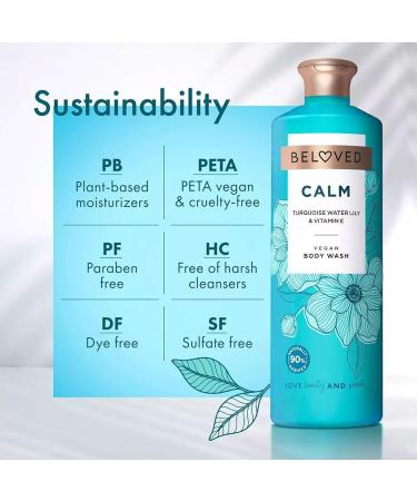 Beloved Vegan Body Wash - Luxurious Hydrating Cleanser with Turquoise Water Lily & Vitamin E (18oz) - Soft Skin & Rich Lather - Buy Online on GoSupps.com