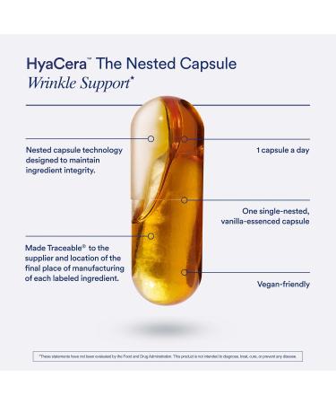 Ritual HyaCera Skin Supplement for Wrinkle Support with Hyabest and Ceratiq for Skin Hydration Support Hyaluronic Acid 30 Capsules - Buy Online on GoSupps.com