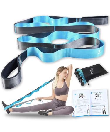 Relax Tony Yoga Stretching Strap | 12 Loops Non-Elastic Stretch Out Yoga Strap | Stretching Band for Physical Therapy, Home Workout Exercises, Pilates & Dance | Includes Carrying Bag & Workout Guide