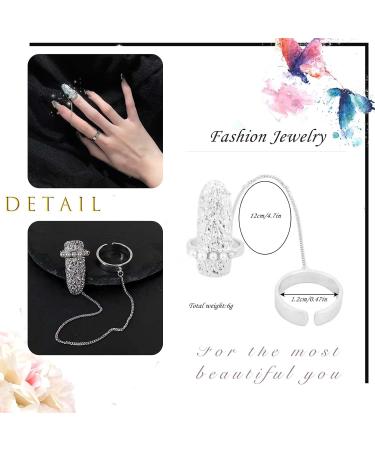 Inateannal Pearl Finger Nail Ring Open Nails Ring Chain Fingertip Manicure Statement Ring Nail Art Accessories for Women Teen Girls - Buy Online on GoSupps.com