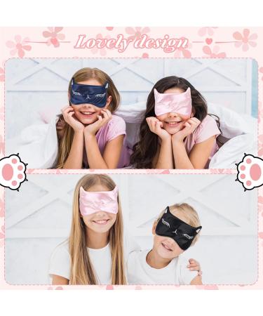 3Pcs Cute Cat Sleep Masks for Kids - Lightweight Adjustable Silk Eye Covers for Sleeping Travel & Office - Buy Online on GoSupps.com