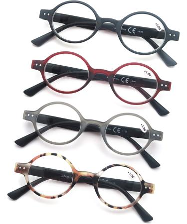 Vintage Round Reading Glasses 2.75 for Men and Women - Flexible Spring Hinge - Comfortable Eyeglasses in 4 Mix Colors - Buy Online on GoSupps.com