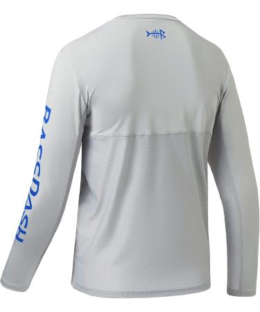 BASSDASH UPF 50+ Youth Fishing T-Shirt | Long Sleeve UV Protection Tee for Boys/Girls | Cool Grey/Vivid Blue | X-Large - Buy Online on GoSupps.com