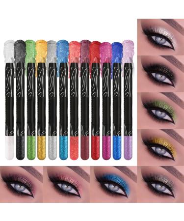  Generisch 12Pcs Glitter Eye Pencils Metallic Eyeshadow Pencils Long Lasting Color Shiny Pearlescent for Festival Makeup Cosmetic (D One Size) - Buy Online on GoSupps.com