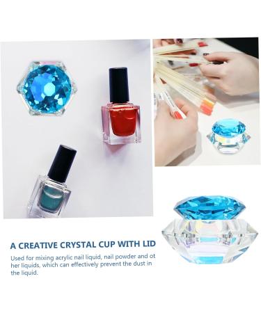 Gogogmee Clear Nail Polish 1pc Nail Art Crystal Cup Nail Glassware Tools Octagon Cup for Nail Art Pen Holder Care 7.5x6cm Blue - Buy Online on GoSupps.com