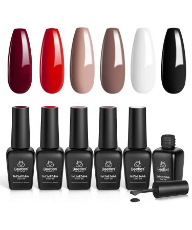 Beetles Gel Nail Polish Set - Black White Red Gel Polish Kit for Fall Winter Manicures | Soak Off, Nail Lamp Included | DIY at Home Beauty Gift for Women - Buy Online on GoSupps.com