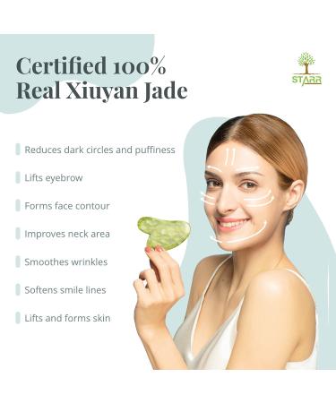 STARR-GIA Certified 100% Xiuyan Jade Gua Sha Massage Tool | Facial Massager for Puffiness | Promotes Blood Flow | Face Sculpting and Trigger Point Acupuncture - Buy Online on GoSupps.com