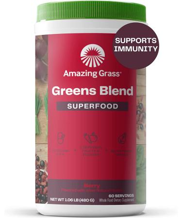 Amazing Grass Greens Blend Superfood Powder with Spirulina & Probiotics - 60 Servings Berry Flavor - Buy Online on GoSupps.com
